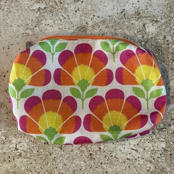 EUC Clinique Floral 7” X 10” Lined Cosmetic / Makeup Bag - Picture 1 of 6